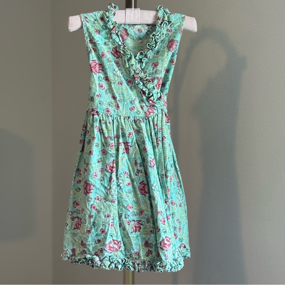 Anokhi Koki Cotton Floral Wrap Dress with Ruffle Trim 2-3 Years